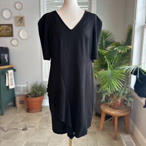 Eloquii Black Sheath Dress with Asymmetrical Side Ruffle Size 16